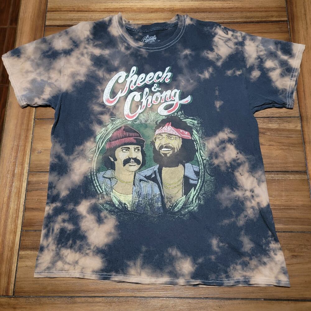 Cheech & Chong Brown Bleach-Dye Unisex Tee - Size Medium